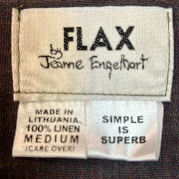 FLAX by Jeanne Engelhart Brown Long Sleeve Linen Blouse - Size Medium - Picture 5 of 7
